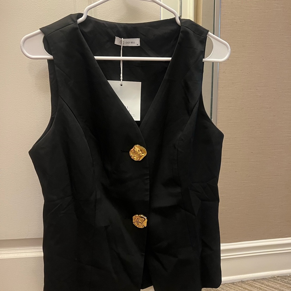 Black Vest with Gold Buttons